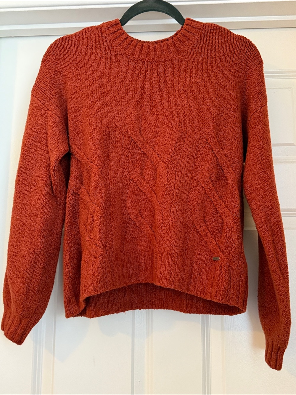 Hollister Burnt Orange Cable-Knit Crewneck Sweater
